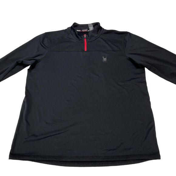 Spyder Active Shirt Men's Medium Black ProwB Long Sleeve Quarter Zip Pullover - Picture 15 of 16